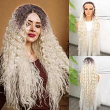 Marsilyan Açık Kumral Platin Ombreli Fiber Sentetik Tül Peruk