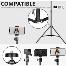 Tr Ultra Kalite Metal Tripod, 2 Metre Ayarlanabilir Yükseklik, 360 Derece Döner Başlıklı Telef