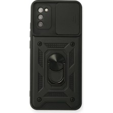 Akıllı Bayi Samsung Galaxy A03S Kılıf Pars Lens Yüzüklü Silikon - Siyah
