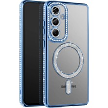 Akıllı Bayi Samsung Galaxy S26 Plus Joke Simli Magneticsafe Kılıf - Mavi