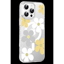 Bezos Joko Apple iPhone 16 Pro Max Uyumlu Floral Magsafe Kapak - Sarı
