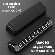 Coofbe Deri Kapaklı Gizlenebilir Alüminyum Araç Park Telefon Numaratörü Geçici Park Numaratör