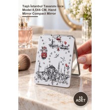 Yenilig 10 Adet El Aynası – Taşlı Istanbul Tasarımı Ince Model 8,5x6 Cm, Hand Mirror Compact Mirror