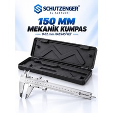 SCHUTZENGER 150MM Profesyonel Mekanik Kumpas – 0,02 mm Hassasiyet, Taşıma Kutulu Ölçüm Cihaz