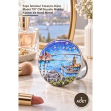 Yenilig 2 Adet El Aynası – Taşlı Istanbul Tasarımı Kalın Model 7x7 cm Boyutlu Makyaj Aynası ve Hand Mirror