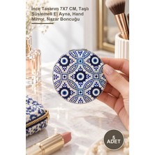 Yenilig 5 Adet Taşlı Nazar Boncuklu El Aynası – Ince Tasarım 7x7 Cm, Taşlı Süslemeli El Ayna, Hand Mirror, Nazar Boncuğu