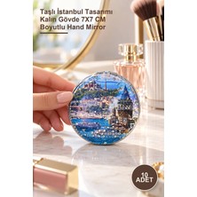 Yenilig 10 Adet El Aynası – Taşlı Istanbul Tasarımı Kalın Gövde 7x7 cm Boyutlu Hand Mirror