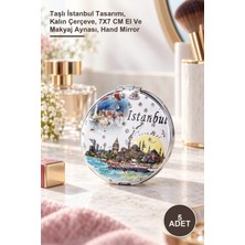 Yenilig 5 Adet El Aynası – Taşlı Istanbul Tasarımı, Kalın Çerçeve, 7x7 cm El ve Makyaj Aynası, Hand Mirror