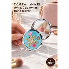 Yenilig 3 Adet Kabartmalı Desenli El Aynası – 7 cm Taşınabilir El Ayna, Cep Aynası, Hand Mirror