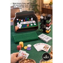 Yenilig 8 Adet Poker Oyunu – Metal Kutulu Poker Seti Çuhası, 200 Adet Kaliteli Chip, 2 Iskambil Kartı, 21X26 Cm, Poker Game