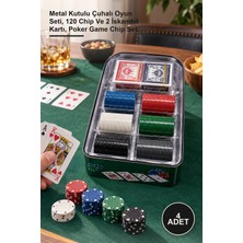 Yenilig 4 Adet Poker Seti – Metal Kutulu Çuhalı Oyun Seti, 120 Chip ve 2 Iskambil Kartı, Poker Game Chip Set