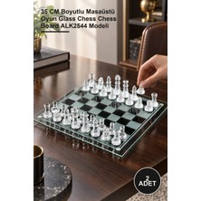 Yenilig 2 Adet Cam Satranç Seti – 35 cm Boyutlu Masaüstü Oyun Glass Chess Chess Board ALK2544 Modeli