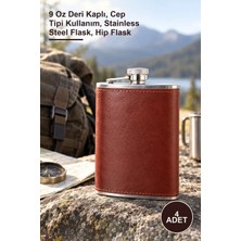 Yenilig 4 Adet Paslanmaz Çelik Matara – 9 Oz Deri Kaplı, Cep Tipi Kullanım, Stainless Steel Flask, Hip Flask