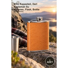 Yenilig 1 Adet Derili Paslanmaz Çelik Matara – 8 Oz Kapasiteli, Deri Kaplamalı Su Matarası, Flask, Bottle
