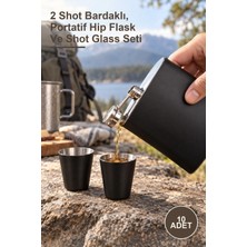 Yenilig 10 Adet Paslanmaz Çelik Matara Seti – 2 Shot Bardaklı, Portatif Hip Flask ve Shot Glass Seti