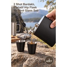 Yenilig 3 Adet Paslanmaz Çelik Matara Seti – 2 Shot Bardaklı, Portatif Hip Flask ve Shot Glass Seti