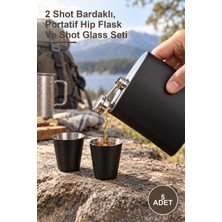 Yenilig 5 Adet Paslanmaz Çelik Matara Seti – 2 Shot Bardaklı, Portatif Hip Flask ve Shot Glass Seti