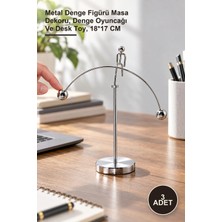 Yenilig 3 Adet Newton Denge Adam – Metal Denge Figürü Masa Dekoru, Denge Oyuncağı ve Desk Toy, 18*17 cm