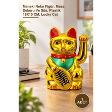 Yenilig 1 Adet Pilli Sallanan Şans Kedisi – Maneki Neko Figür, Masa Dekoru ve Süs, Plastik 16X10 Cm, Lucky Cat