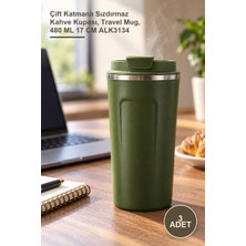 Yenilig 3 Adet Paslanmaz Çelik Termos Mug – Çift Katmanlı Sızdırmaz Kahve Kupası, Travel Mug, 480 ml 17 cm ALK3134