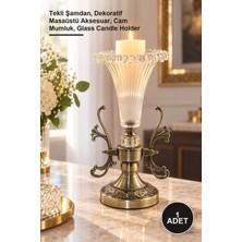Yenilig 1 Adet Cam Şamdan – Tekli Şamdan, Dekoratif Masaüstü Aksesuar, Cam Mumluk, Glass Candle Holder