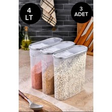 Kitchen Line Erzak Bakliyat Kiler Saklama Kabı 3'lü Set Lüks Şık Kutu Çeyiz Seti 4lt