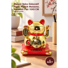 Yenilig 4 Adet Pati Salayan Şans Kedisi – Maneki Neko Dekoratif Figür, Plastik Malzeme, Hareketli Pati 10X9 cm