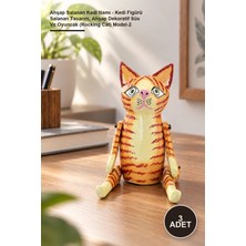 Yenilig 3 Adet Ahşap Salanan Kedi Namı - Kedi Figürü Salanan Tasarım, Ahşap Dekoratif Süs ve Oyuncak (Rocking Cat) Model-2