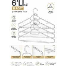 Kitchen Line Kristal Elbise Askısı 6’lı Set Şeffaf Kaydırmaz Çok Amaçlı Askı
