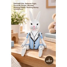 Yenilig 2 Adet Ahşap Salanan Tavşan Figürü – Dekoratif Süs, Sallanan Figür, Oyuncak Tavşan, Wooden Rocking Rabbit, Rocking Bunny