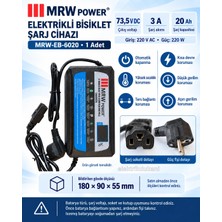 Mervesan Mrw Power 60V 20A Elektrikli Motor Bisiklet Şarj Cihazı Aleti Adaptörü Fanlı T-Tipi (T Kafalı) 60 Volt 20 Amper IP20 Dijital Göstergeli Kısadevre Korumalı