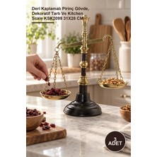 Yenilig 3 Adet Pirinç Derili Terazi – Deri Kaplamalı Pirinç Gövde, Dekoratif Tartı ve Kitchen Scale KSK2099 31X28 cm