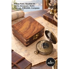 Yenilig 4 Adet Ahşap Kutulu Pusula – Ahşap Kutu, Seyahat ve Harita Aksesuarı, Retro Tasarım, KSK2080, Compass