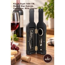 Yenilig 3 Adet Şişe Tirbuşon Seti – Küçük Siyah 14X6 Cm, Manuel Şişe Açacağı, Corkscrew, Wine Opener