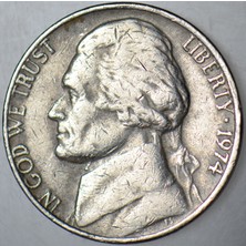 Banknoting Amerika 5 Cent 1974 Jefferson Nıckel.