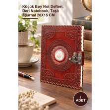 Yenilig 1 Adet Taşlı Deri Defter – Küçük Boy Not Defteri, Deri Notebook, Taşlı Journal 20X15 cm