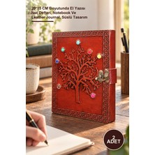 Yenilig 2 Adet Taşlı Deri Defter – 20*15 cm Boyutunda El Yazısı Not Defteri, Notebook ve Leather Journal, Süslü Tasarım