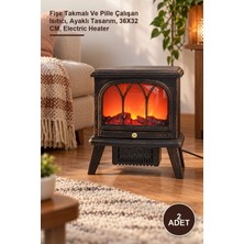 Yenilig 2 Adet Isıtmalı Ayaklı Şömine – Fişe Takmalı ve Pille Çalışan Isıtıcı, Ayaklı Tasarım, 36X32 Cm, Electric Heater