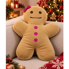 Toha 40 cm Kurabiye Adam Peluş Yastık Gingerbread Man Yılbaşı Dekoratif Oyuncak
