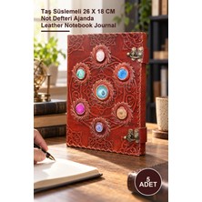 Yenilig 5 Adet Taşlı Deri Defter – Taş Süslemeli 26 x 18 cm Not Defteri Ajanda Leather Notebook Journal