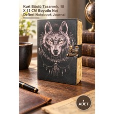 Yenilig 1 Adet Deri Defter – Kurt Büstü Tasarımlı, 18 x 13 cm Boyutlu Not Defteri Notebook Journal