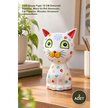 Yenilig 2 Adet Ahşap Kedi Polo – Tekli Ahşap Figür 15 cm Dekoratif Süsleme, Masa ve Raf Aksesuarı, Cat Figurine, Wooden Ornament
