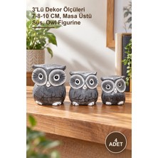 Yenilig 4 Adet Ahşap Baykuş Figür Seti – 3'lü Dekor Ölçüleri 7-8-10 Cm, Masa Üstü Süs, Owl Figurine