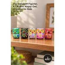 Yenilig 3 Adet Ahşap Baykuş Seti – 5'li Dekoratif Figürler, 6 cm Mini Ahşap Owl, Süsleme ve Hobi