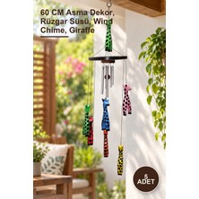 Yenilig 5 Adet Ahşap Zürafalı Rüzgar Çanı – 60 cm Asma Dekor, Rüzgar Süsü, Wind Chime, Giraffe