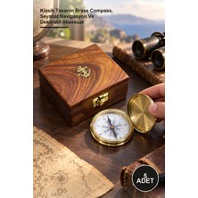 Yenilig 5 Adet Ahşap Kutulu Pirinç Pusula – Klasik Tasarım Brass Compass, Seyahat Navigasyon ve Dekoratif Aksesuar