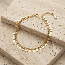 Mith Sb Takı Sallantılı Pullu Bileklik  | 14K Altın Kaplama