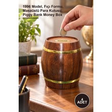 Yenilig 4 Adet Pirinç Ahşap Fıçı Kumbara – 1996 Model, Fıçı Formu, Masaüstü Para Kutusu, Piggy Bank Money Box