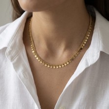 Mith Sb Takı Sallantılı Pullu Kolye  | 14K Altın Kaplama