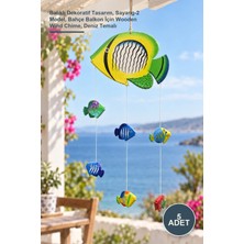 Yenilig 5 Adet Ahşap Rüzgar Çanı – Balıklı Dekoratif Tasarım, Sayang-2 Model, Bahçe Balkon Için Wooden Wind Chime, Deniz Temalı